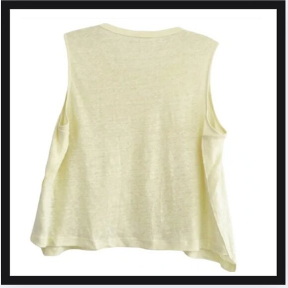 A.L.C. Yellow Linen Cropped Tank Top - Picture 2 of 4